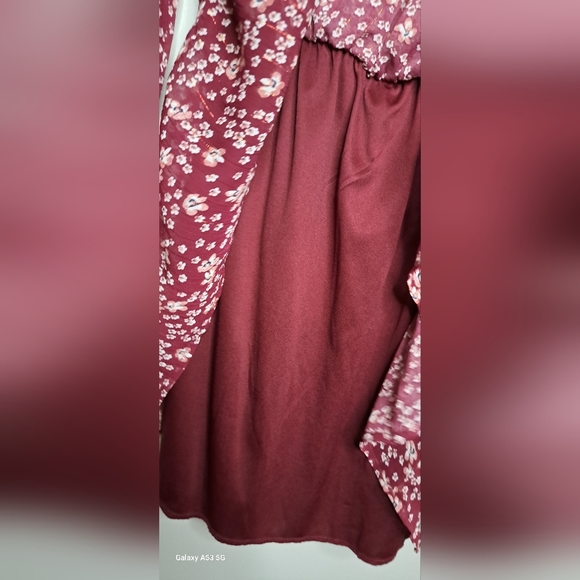 Burgundy Floral Pattern Dress - Picture 12 of 12